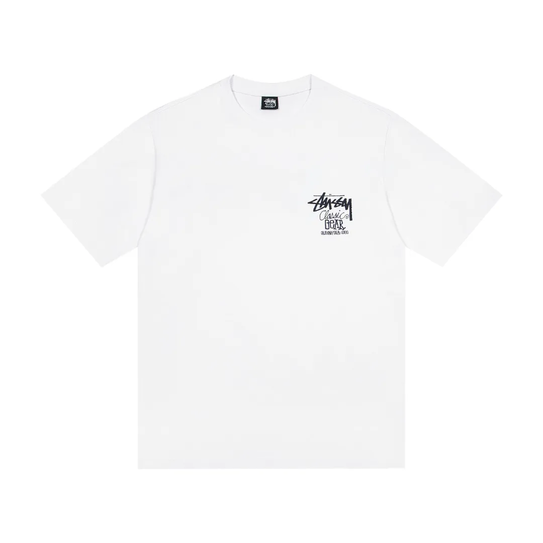 🔥 110# P55 （In Stock ） Stussy SS 25 CLASSIC GEAR TEE PIGMENT DYED Classic logo T Same Style ：Black White Size：S M L XL ： 260 ：